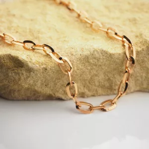 18ct rose gold faceted long link chain