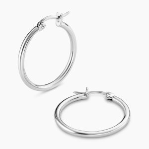 18ct white gold hoop earrings 20mm