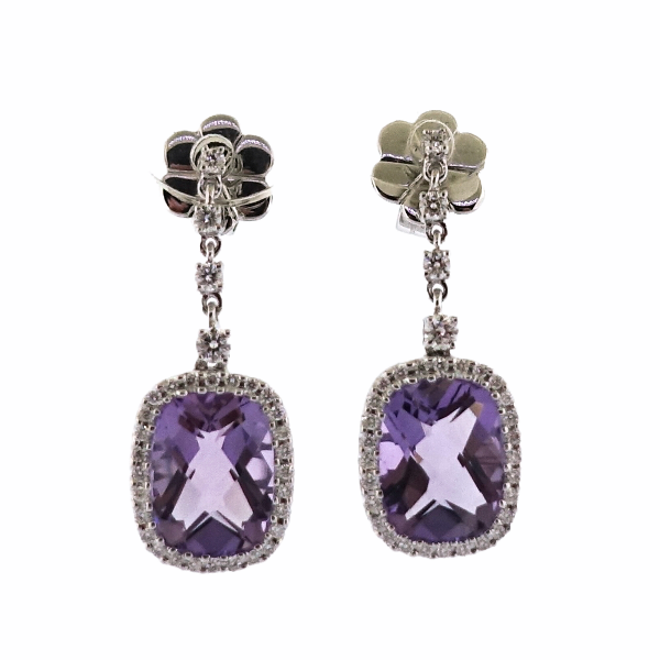 18ct white gold amethyst and diamond earrings