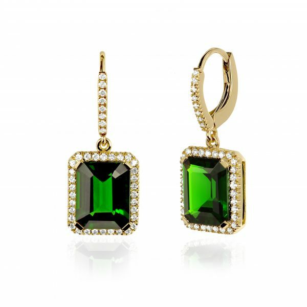 18ct yellow gold chrome tourmaline and diamond earrings