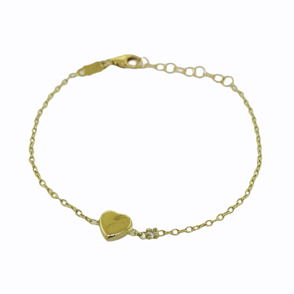 18ct yellow gold diamond heart bracelet
