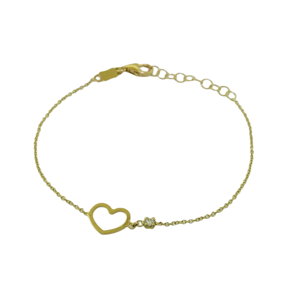 18ct yellow gold heart bracelet with diamond