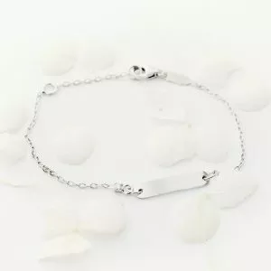 18ct white gold baby ID bracelet with a diamond