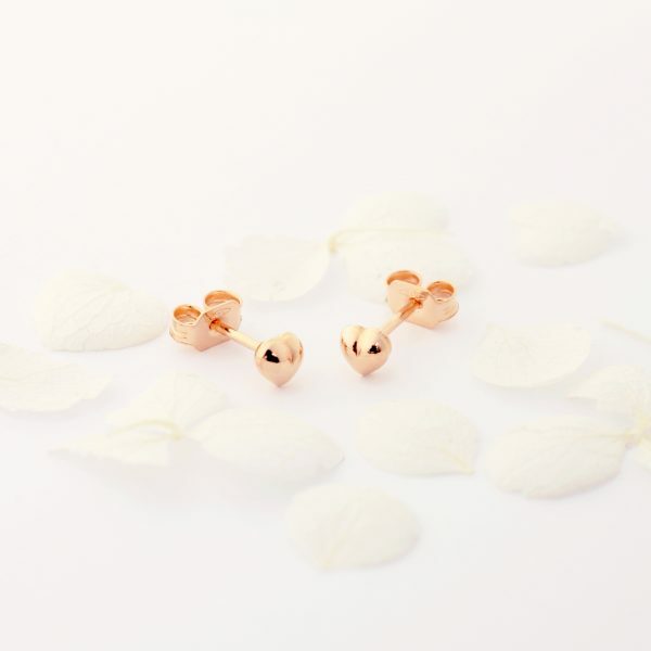 18ct rose gold heart stud earrings