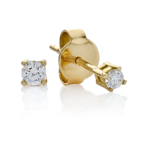 18ct yellow gold 2=0.10ct diamond stud earrings