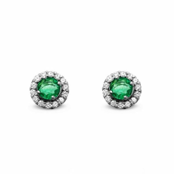 18ct white gold emerald and diamond stud earrings