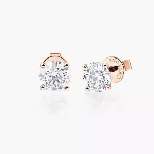 18ct rose gold 2=0.74ct diamond stud earrings