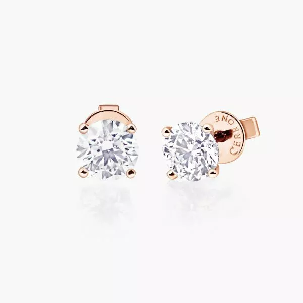 18ct rose gold 2=0.74ct diamond stud earrings