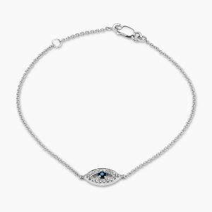 18ct white gold sapphire and diamond evil eye bracelet