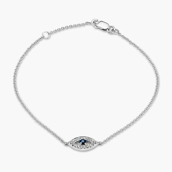 18ct white gold sapphire and diamond evil eye bracelet