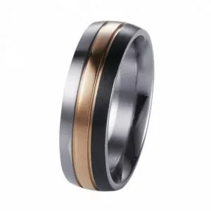 Stainless Steel Ion plating Gun metal and rose gold gents ring