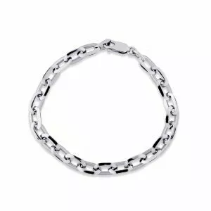 18ct white gold long faceted link bracelet