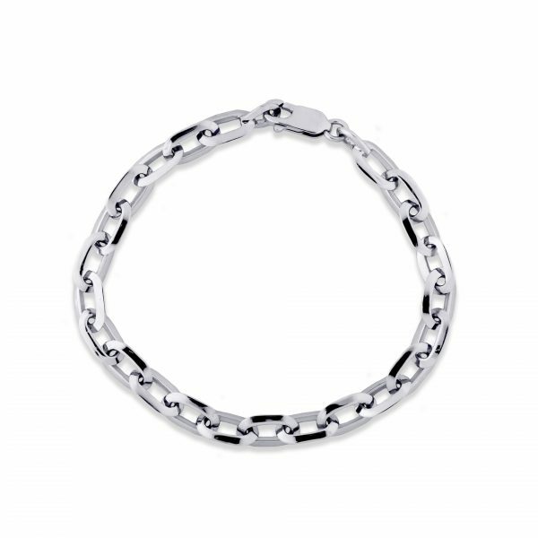 18ct white gold long faceted link bracelet - Image 2