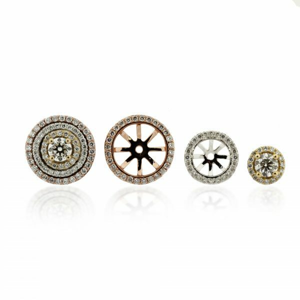 18ct yellow, rose and white gold diamond earrings with removable halos - Image 2