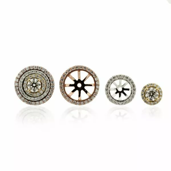 18ct yellow, rose and white gold diamond earrings with removable halos - Image 2