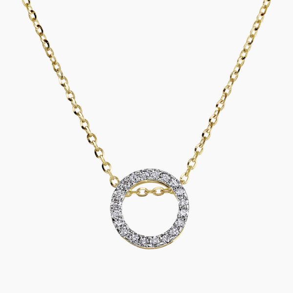18ct yellow gold small diamond circle necklace