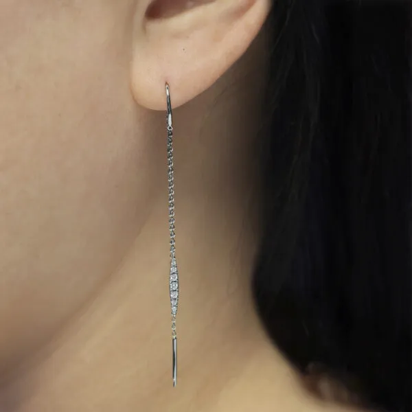 18ct white gold diamond drop earrings - Image 3