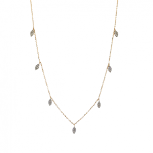 18ct rose gold diamond set leaf style drop necklace