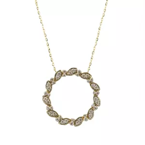 18ct yellow gold diamond circle necklace