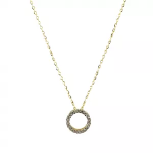18ct yellow gold small diamond circle necklace