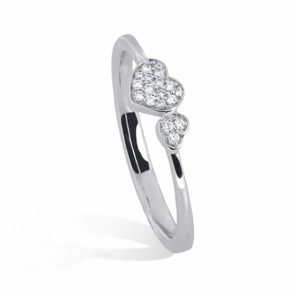 18ct white gold diamond pave set heart ring