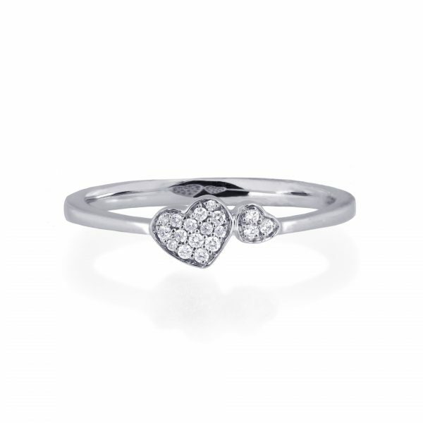 18ct white gold diamond pave set heart ring