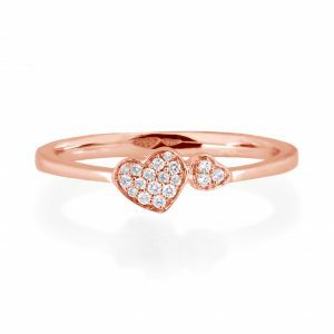 18ct rose gold diamond pave set heart ring