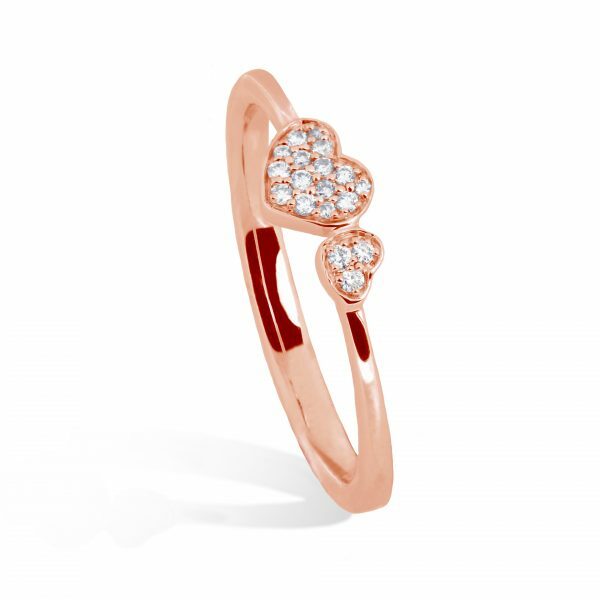 18ct rose gold diamond pave set heart ring