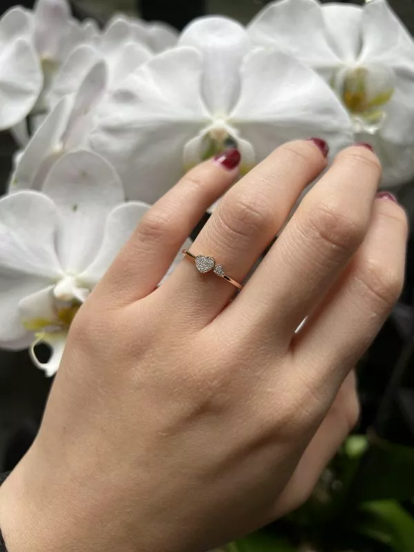 18ct rose gold diamond pave set heart ring - Image 3