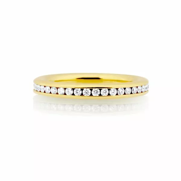 18ct yellow gold diamond channel set ring