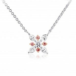 18ct White and rose gold pink diamond necklace