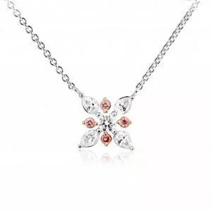 18ct White and rose gold pink diamond necklace