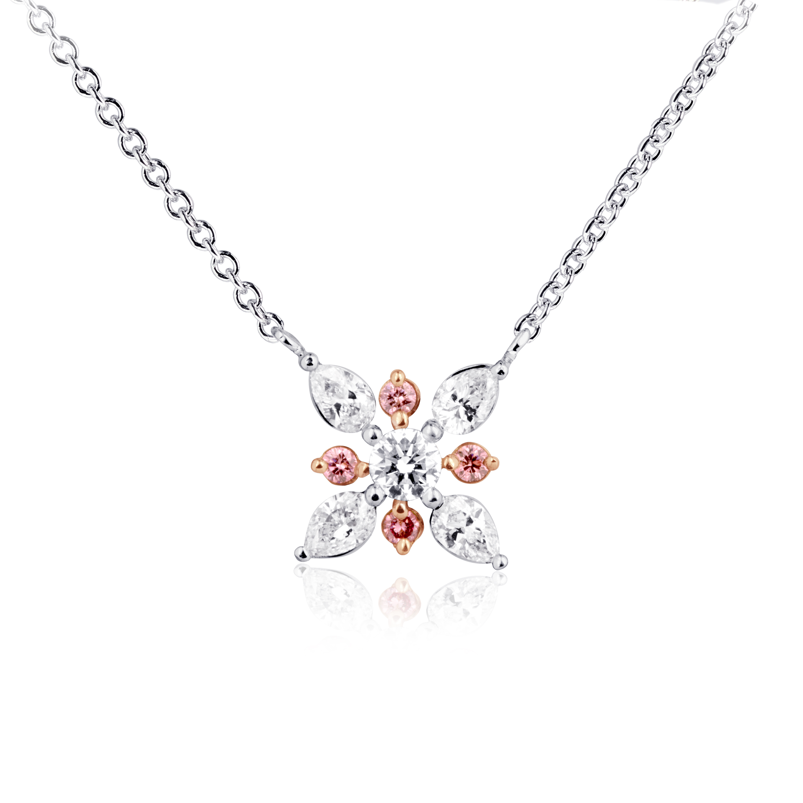 18ct White and rose gold pink diamond necklace | Cerrone