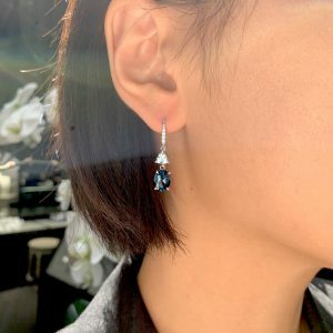 18ct white gold topaz and diamond drop earrings