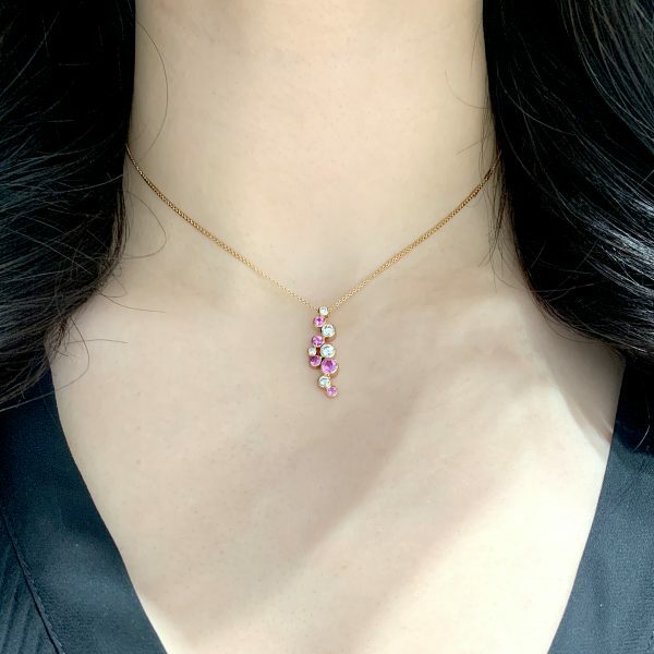18ct rose gold pink sapphire and diamond necklace