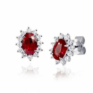 18ct white gold ruby & diamond claw set stud earrings