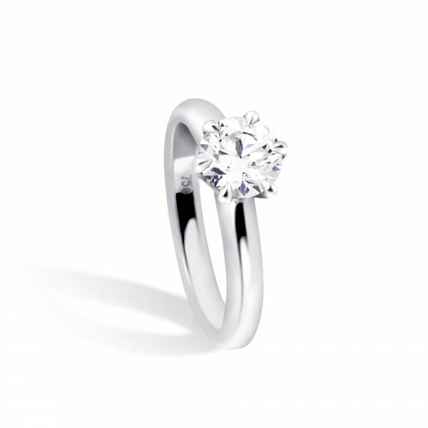 18ct white gold 0.90ct F SI1 round brilliant cut diamond solitaire ring