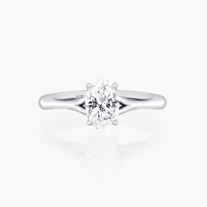 18ct white gold 0.80ct F SI1 oval brilliant cut diamond solitaire ring