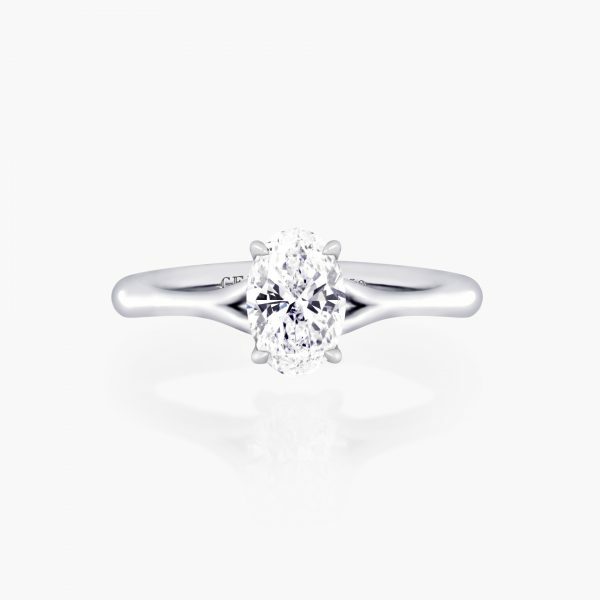 SORRENTO - 18ct white gold 0.80ct F SI1 oval brilliant cut GIA diamond solitaire ring