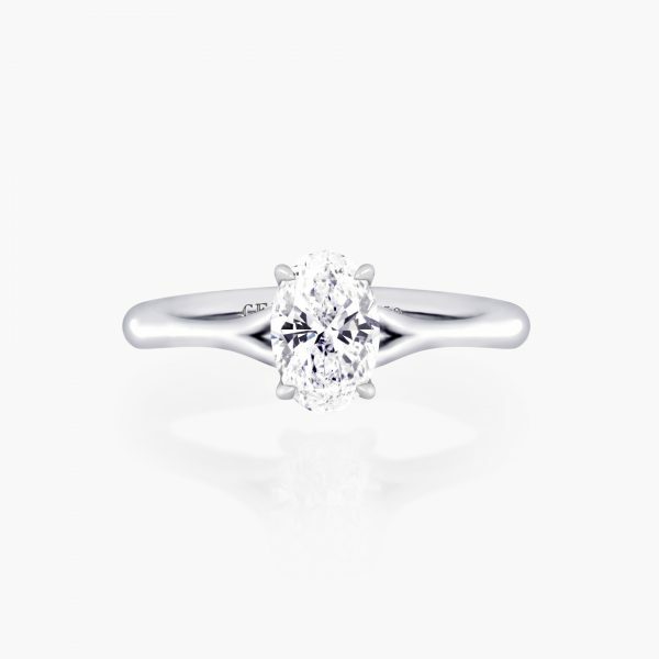 18ct white gold 0.80ct F SI1 oval brilliant cut diamond solitaire ring