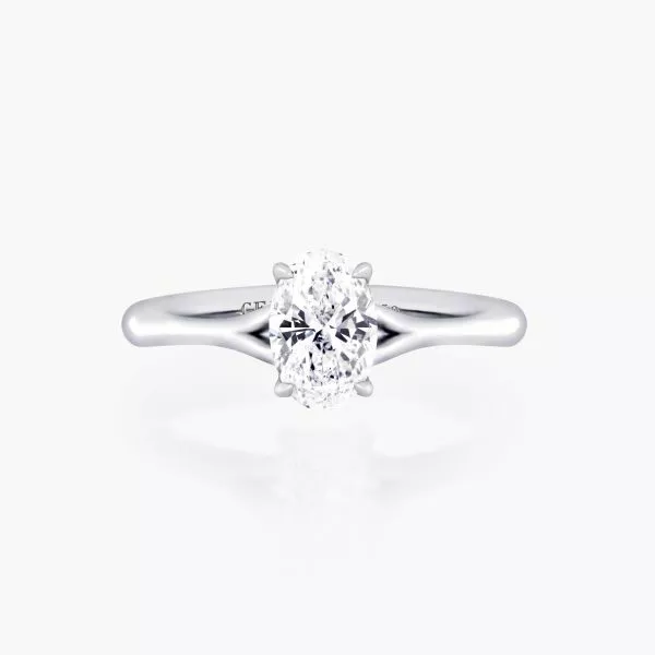 SORRENTO - 18ct white gold 0.80ct F SI1 oval brilliant cut GIA diamond solitaire ring