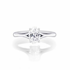 18ct white gold 0.80ct F SI1 oval brilliant cut diamond solitaire ring
