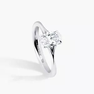 18ct white gold 0.80ct F SI1 oval brilliant cut diamond solitaire ring