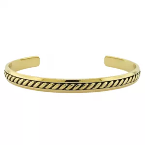 Stainless steel/Ion plated 14ct gold antique patterned mens bangle