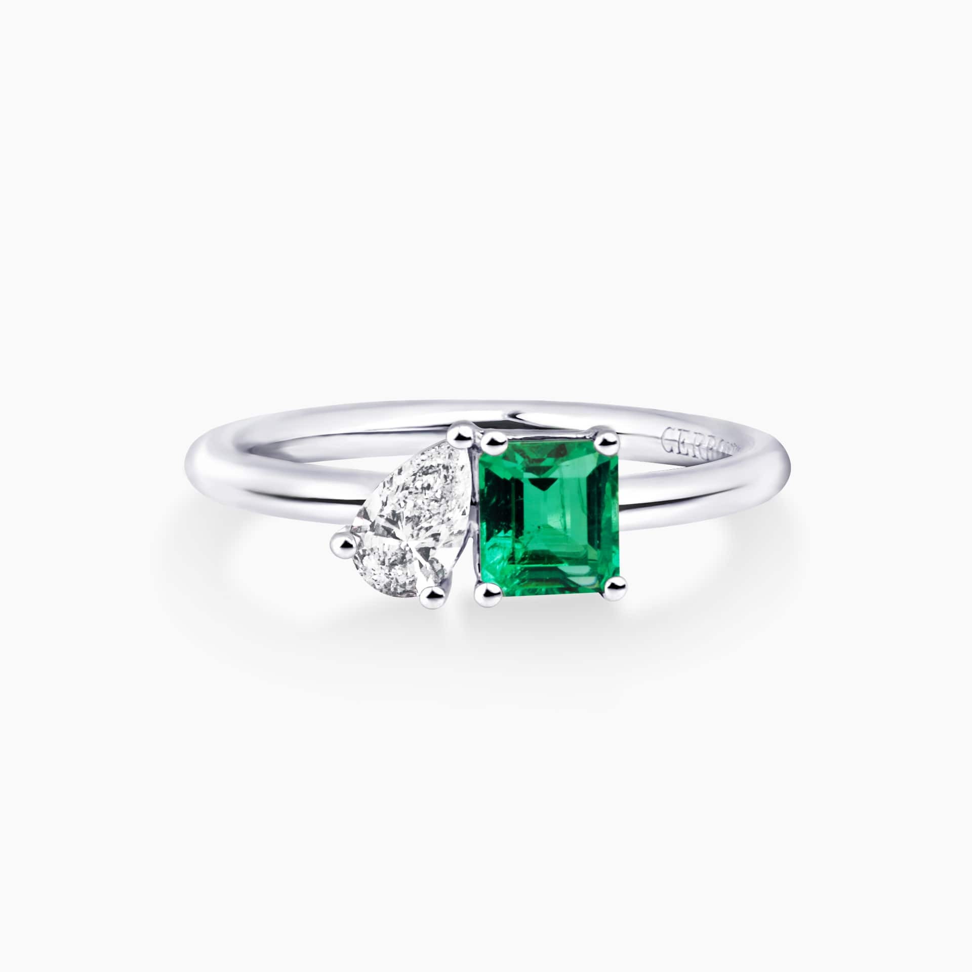 Emerald ring with shop white gold