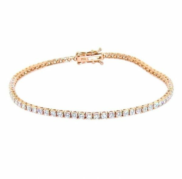 18ct rose gold 77=2.06ct diamond tennis bracelet