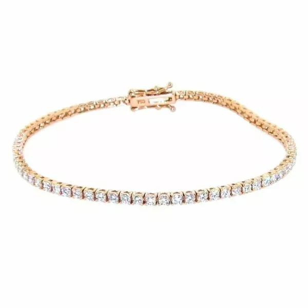 18ct rose gold 77=2.06ct diamond tennis bracelet