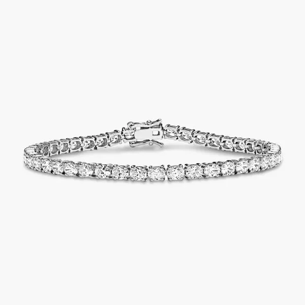 18ct white gold 44=6.31ct oval diamond tennis bracelet