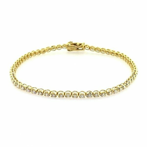 18ct yellow gold 62=1.29ct diamond tennis bracelet