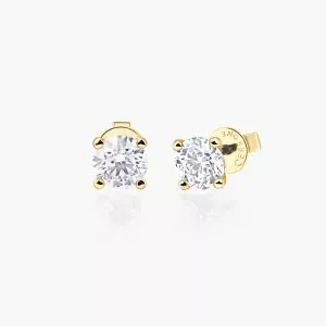 18ct yellow gold 2=0.77ct diamond stud earrings
